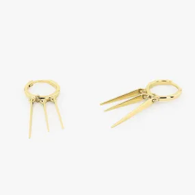 14K Gold Drop Trendy Spike Earrings