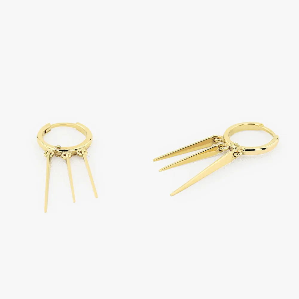 14K Gold Drop Trendy Spike Earrings