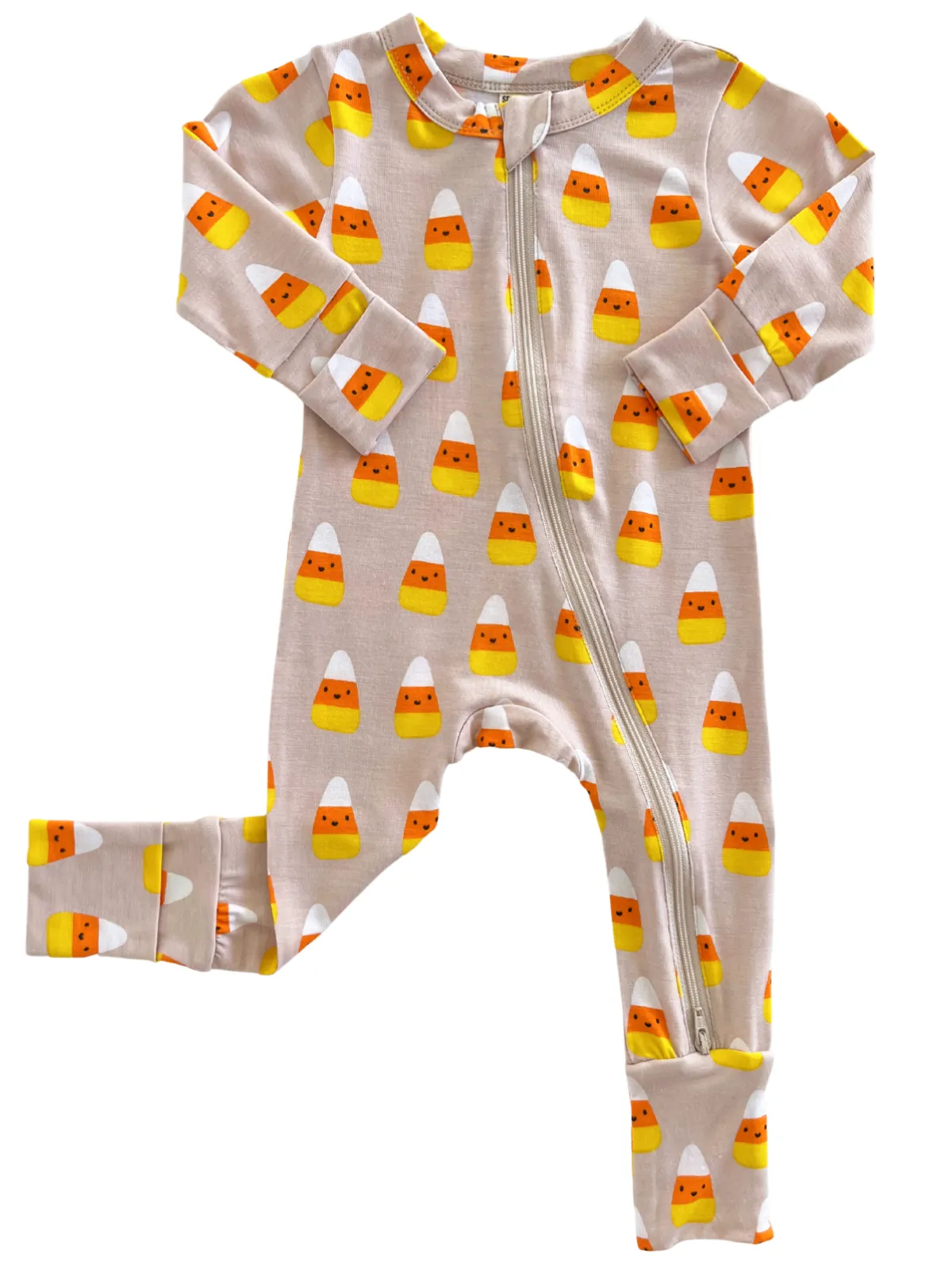 2-Way Convertible Zip Romper, Candy Corn