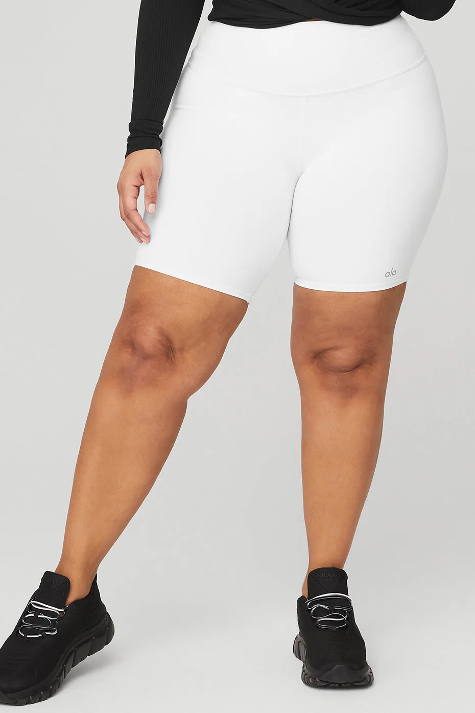 7" High-Waist Biker Short - White