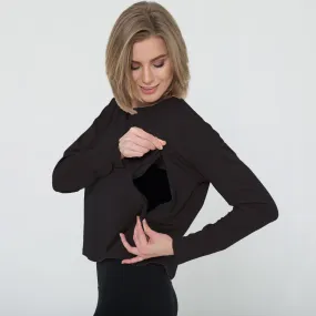 Abigail Long Sleeve Nursing Pullover (Noir)