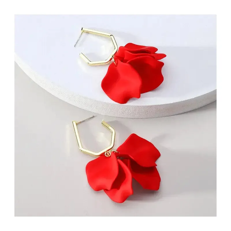 Acrylic Flower Petals Long Dangle Earrings