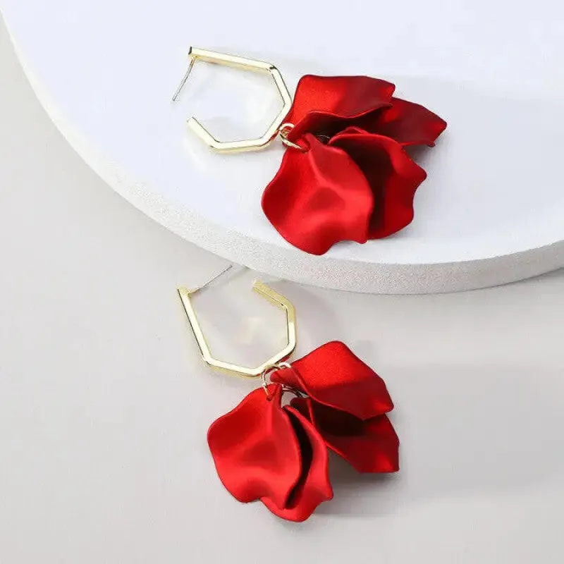 Acrylic Flower Petals Long Dangle Earrings