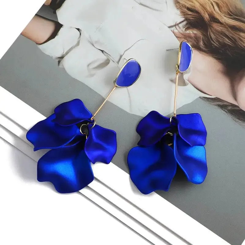 Acrylic Flower Petals Long Dangle Earrings