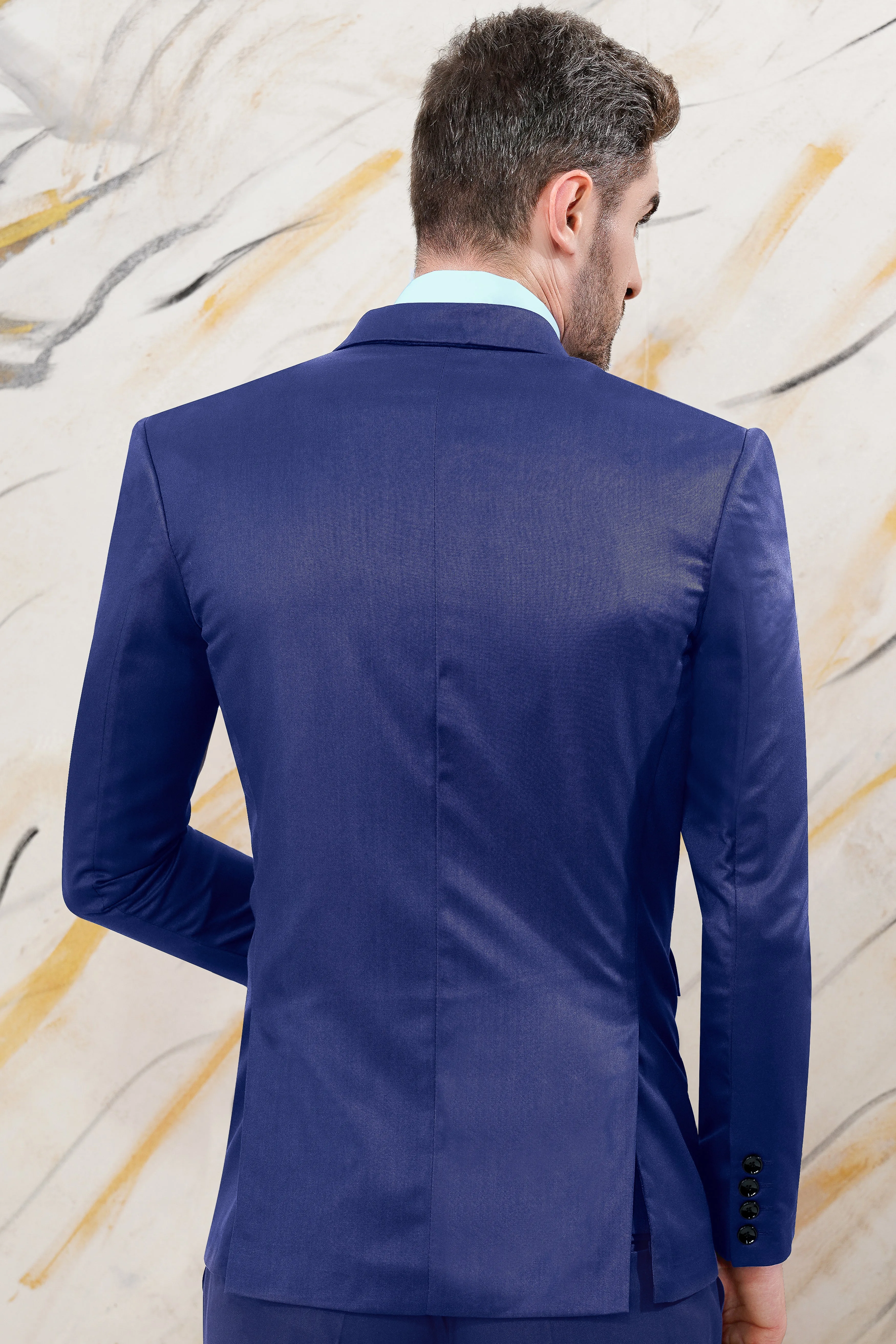 Admiral Blue Wool Rich Single Breasted Blazer