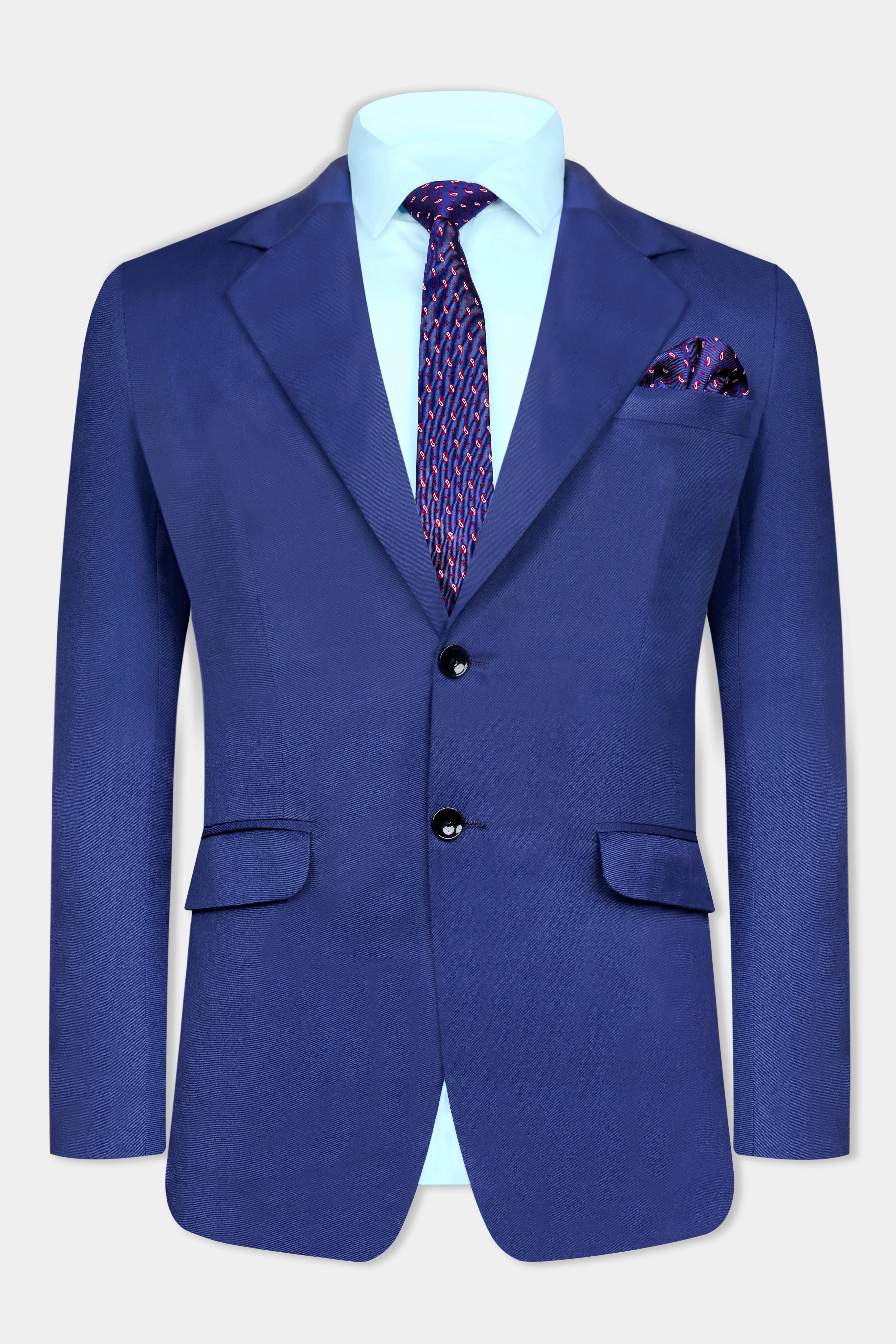 Admiral Blue Wool Rich Single Breasted Blazer