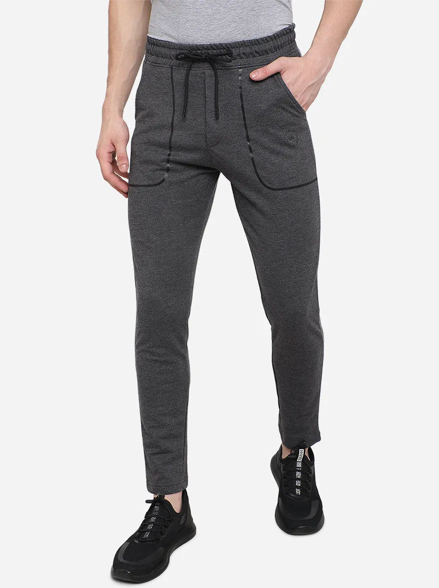 Anthra Melange Solid Slim Fit Track Pants | JadeBlue