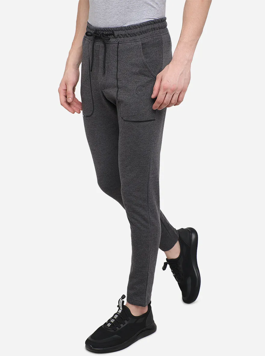 Anthra Melange Solid Slim Fit Track Pants | JadeBlue