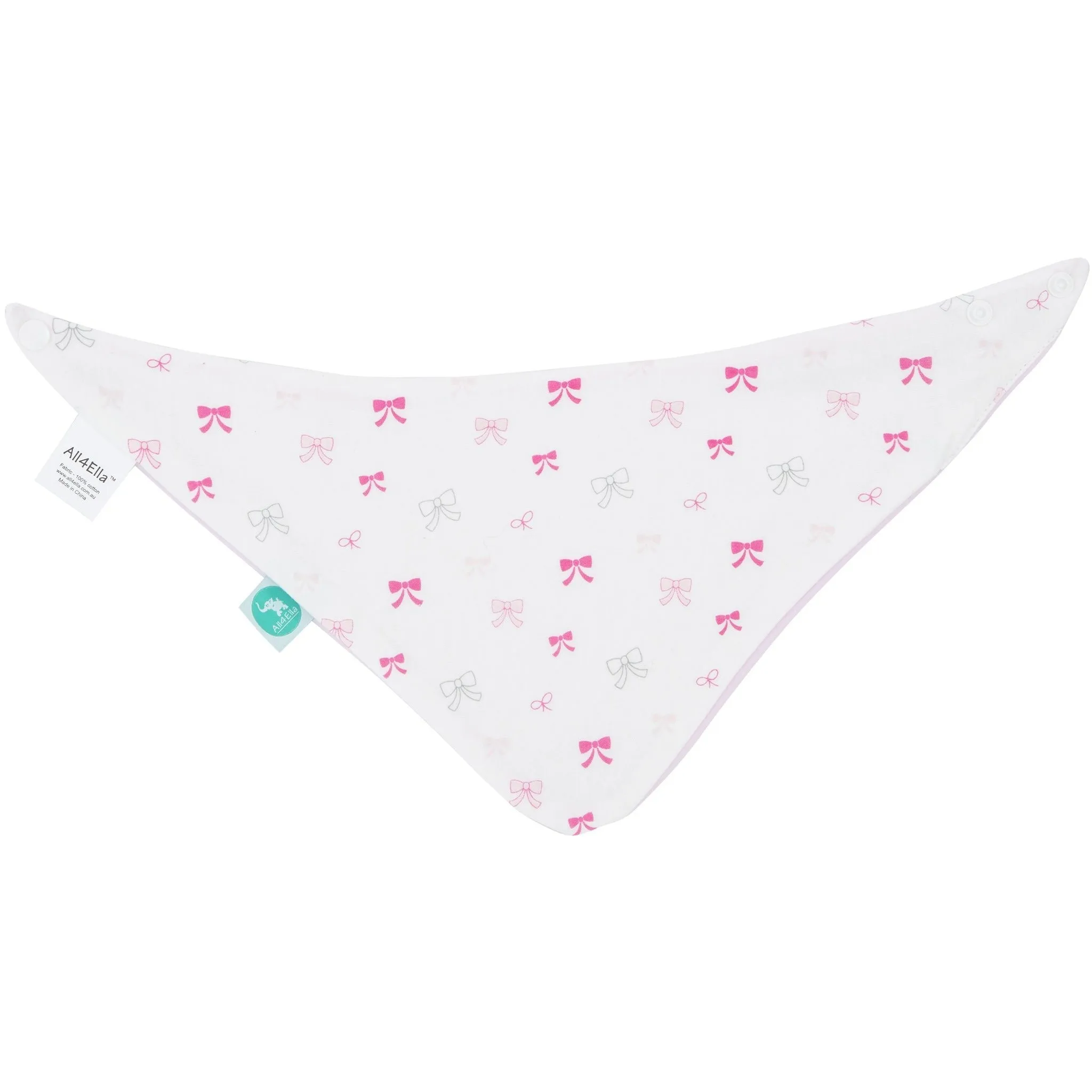 Baby Bib - Reversible Bandana Pink Bows 2-pack