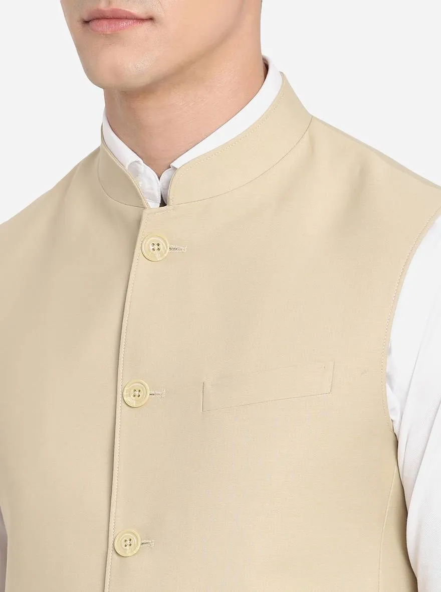 Beige Solid Regular Fit Modi Jacket | JadeBlue