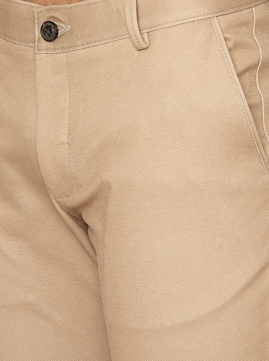 Beige Solid Slim Fit Club Wear Trouser | JB Studio