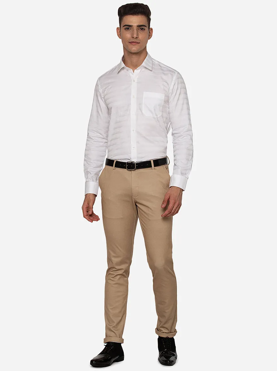 Beige Solid Slim Fit Club Wear Trouser | JB Studio