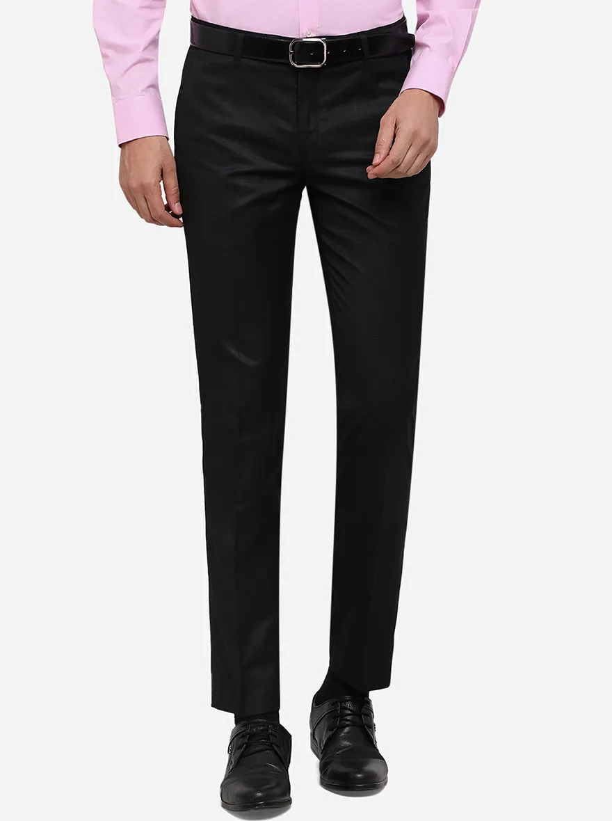 Black Checked Super Slim Fit Formal Trouser | JadeBlue