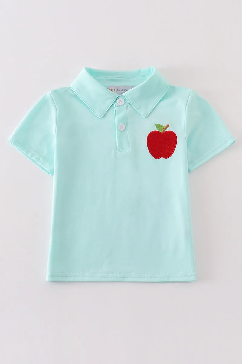 Blue apple embroidery boy shirt