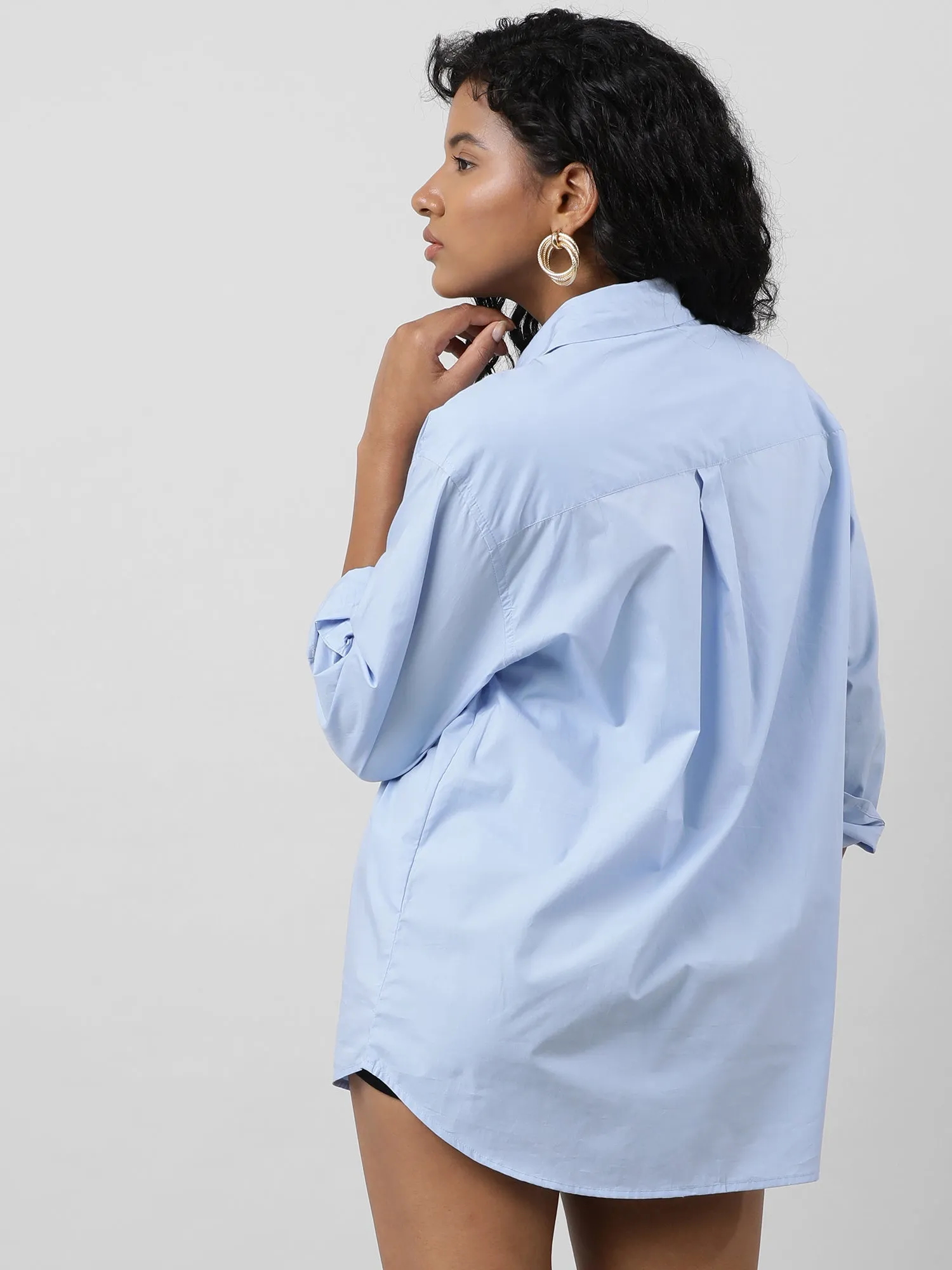 Button Up Versatile Blue Shirt