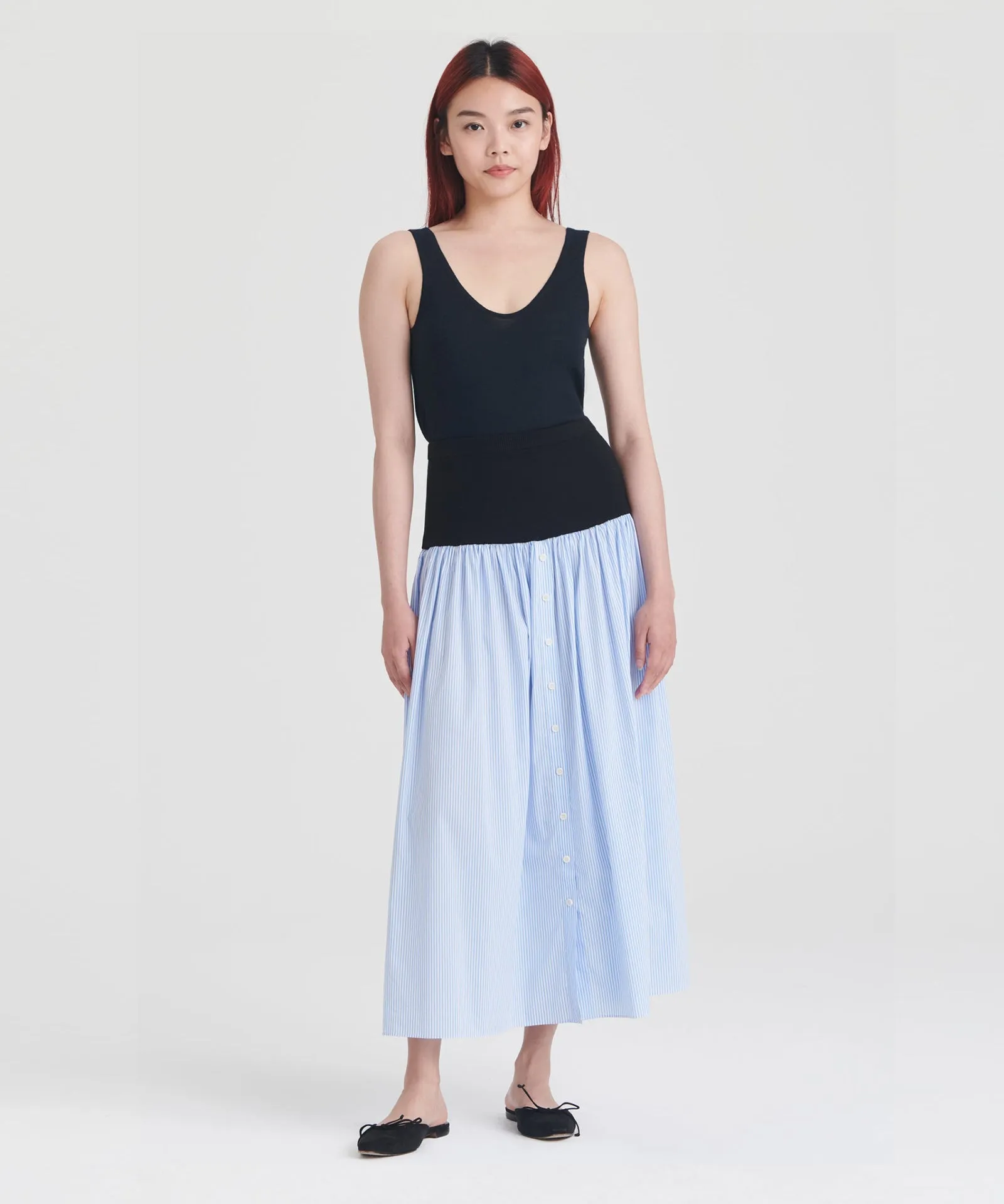 Cotton Cashmere Mixed Media Skirt