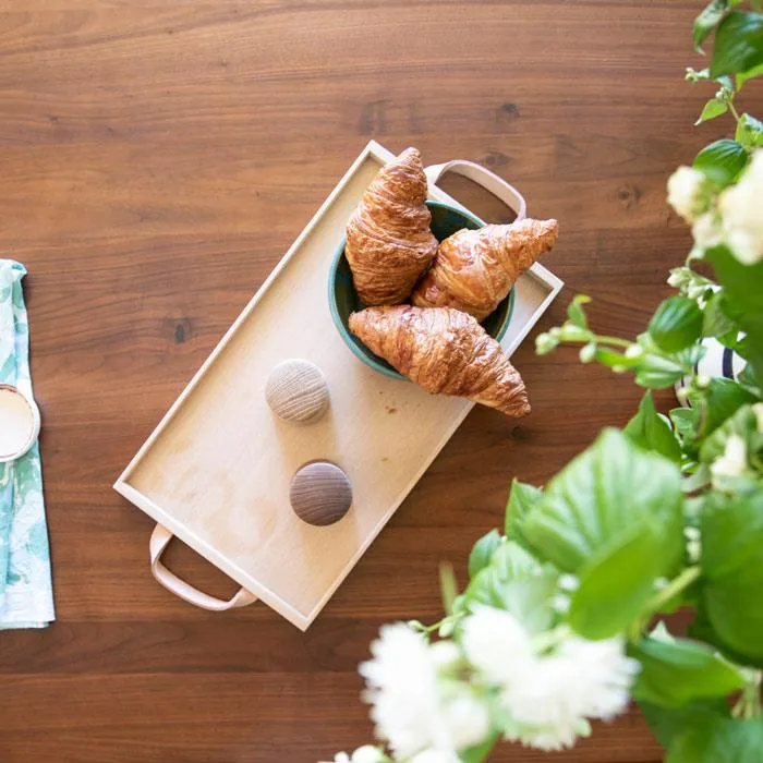 Danish Oak   Leather Tray