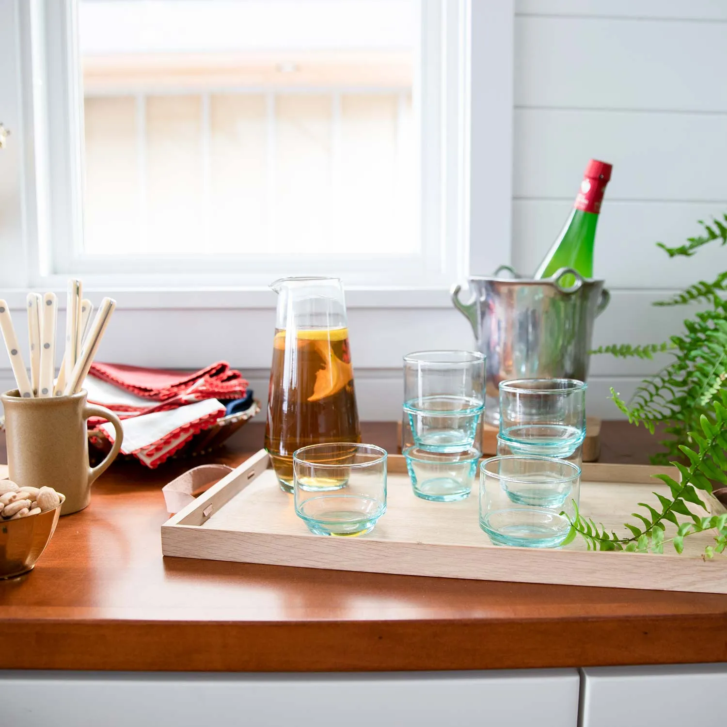 Danish Oak   Leather Tray