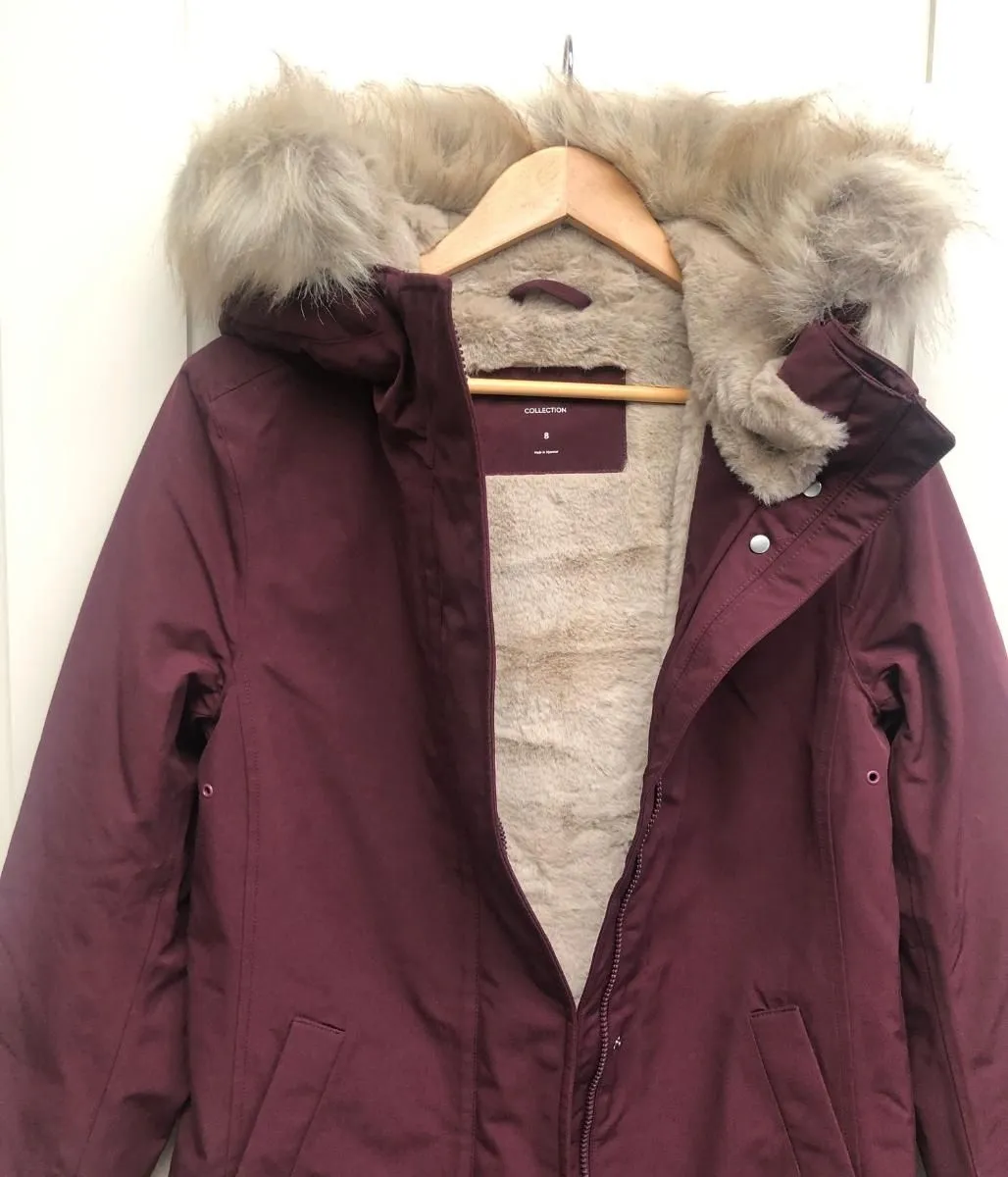 Dark Burgundy Waterproof Warm Hooded Coat 8 10