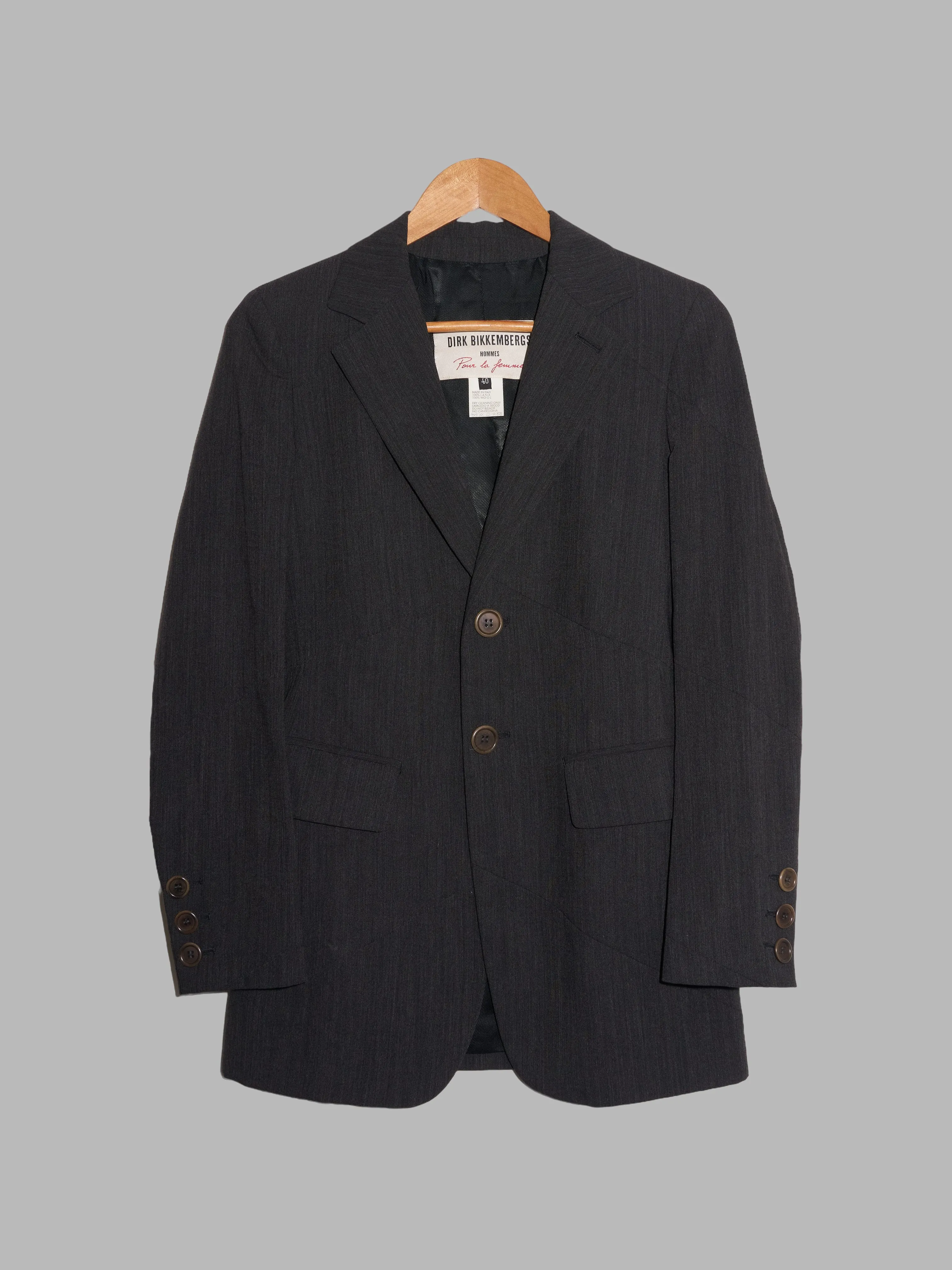 Dirk Bikkembergs Hommes Pour La Femme 1990s dark grey paneled wool blazer