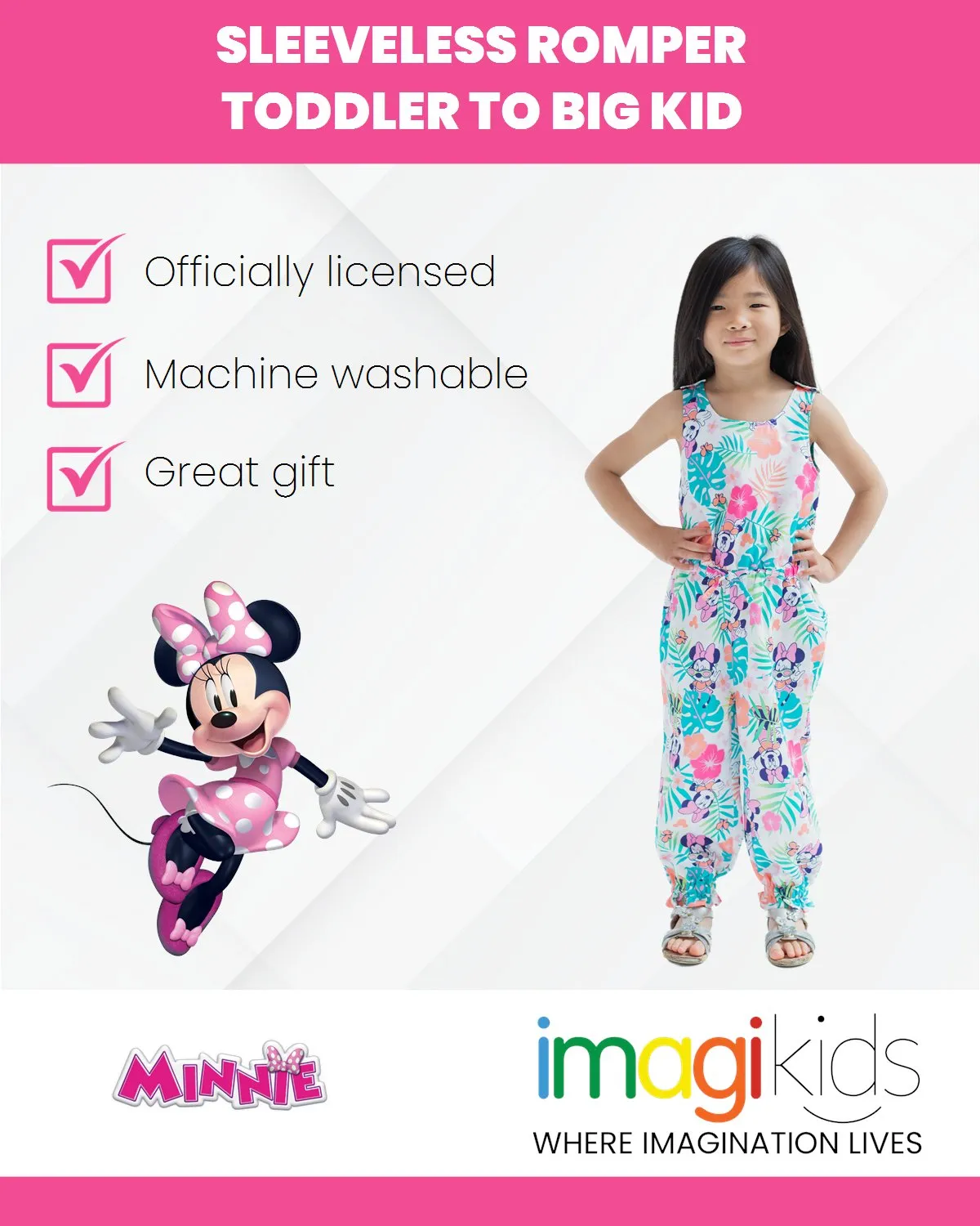 Disney Mickey Mouse Minnie Mouse Girls Sleeveless Romper