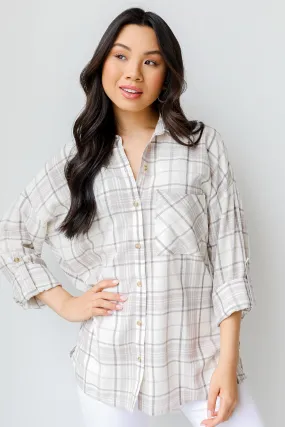 Easy To See Plaid Button-Up Blouse