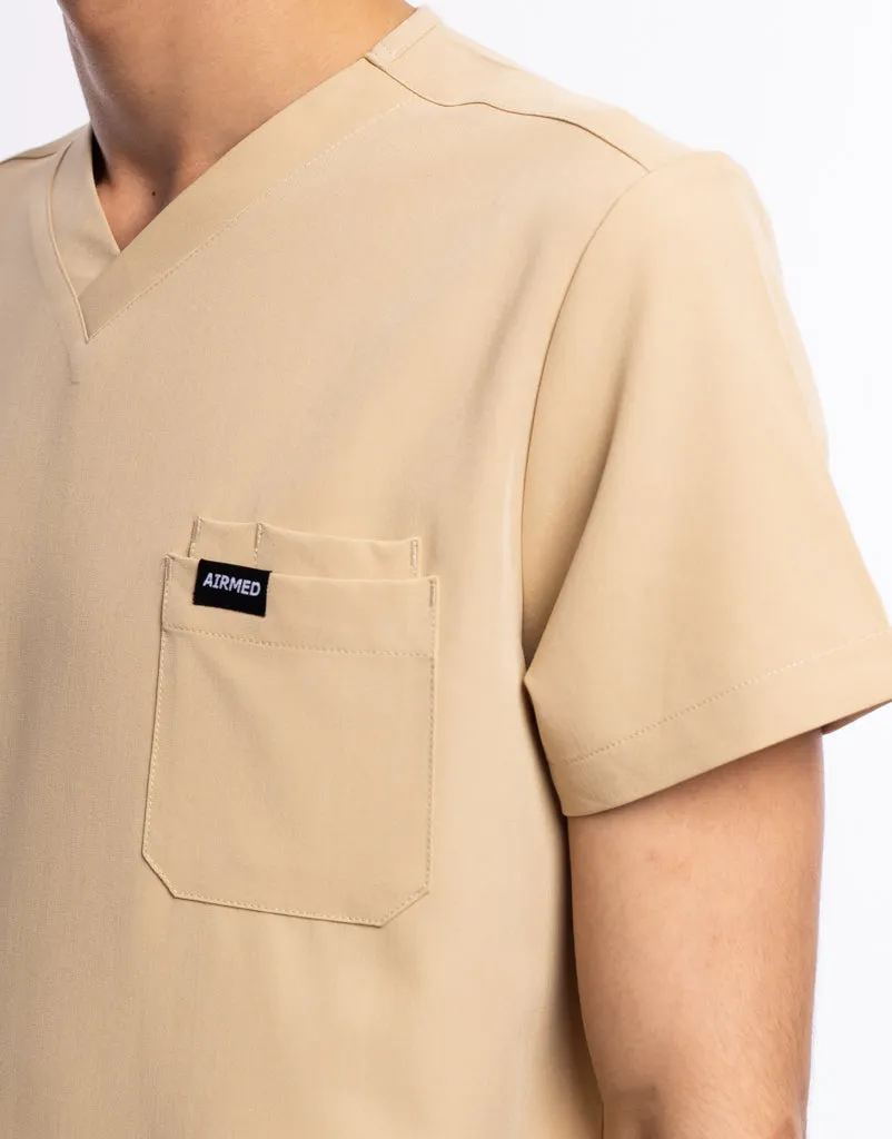 Essential V Neck Scrub Top - Warm Sand