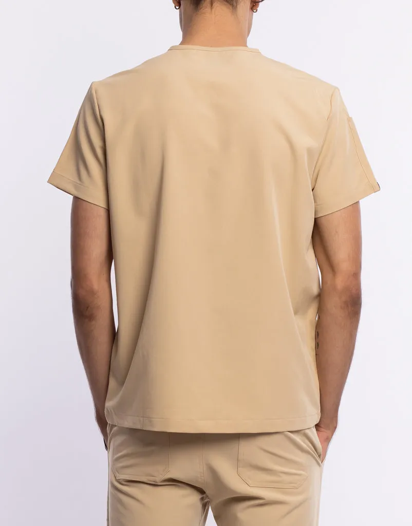 Essential V Neck Scrub Top - Warm Sand