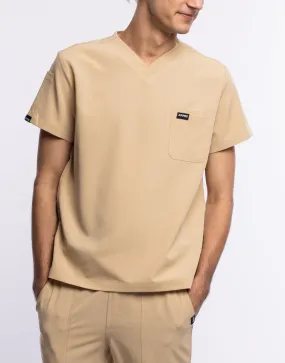 Essential V Neck Scrub Top - Warm Sand