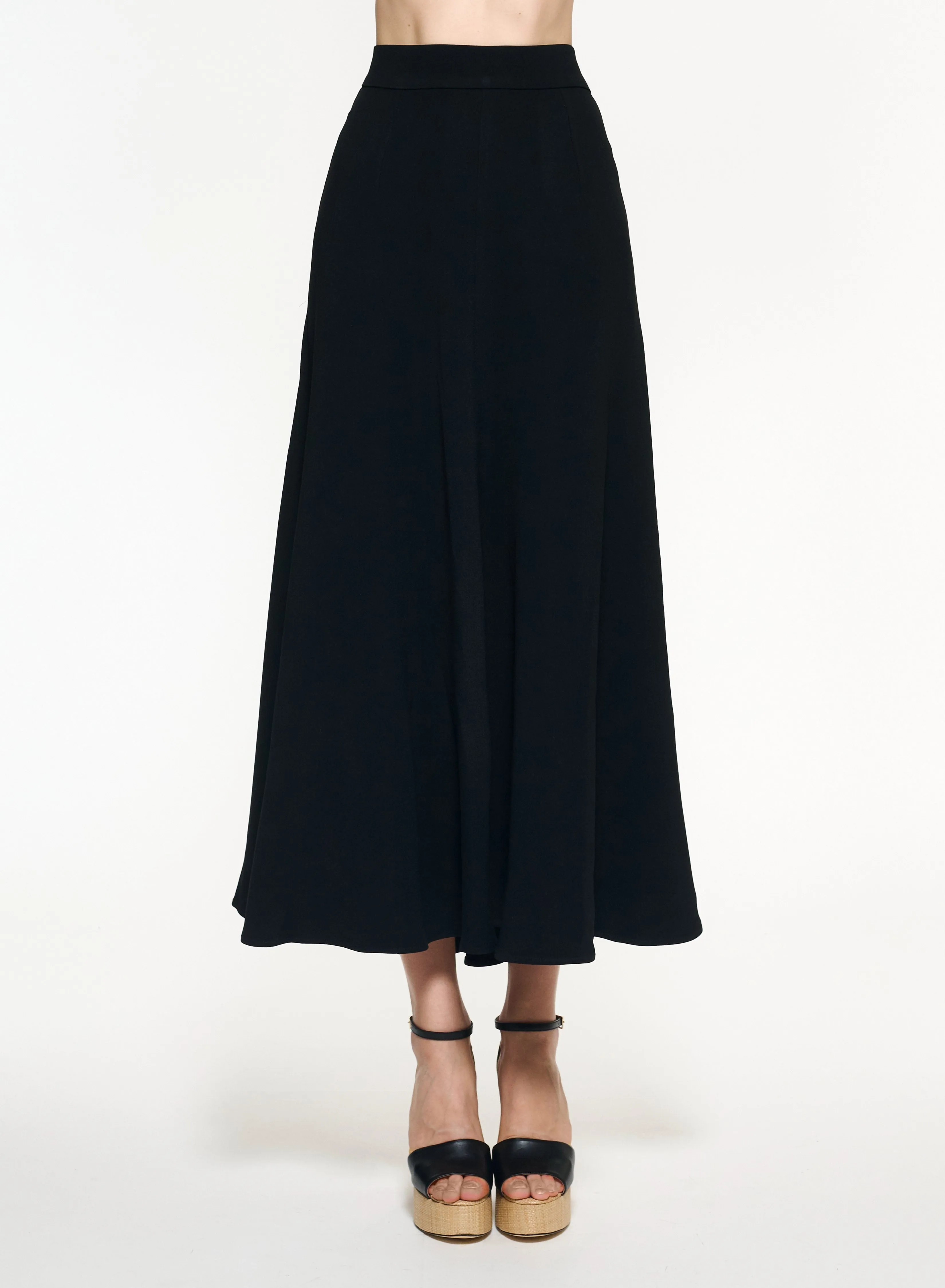 Flared Cady Midi Skirt