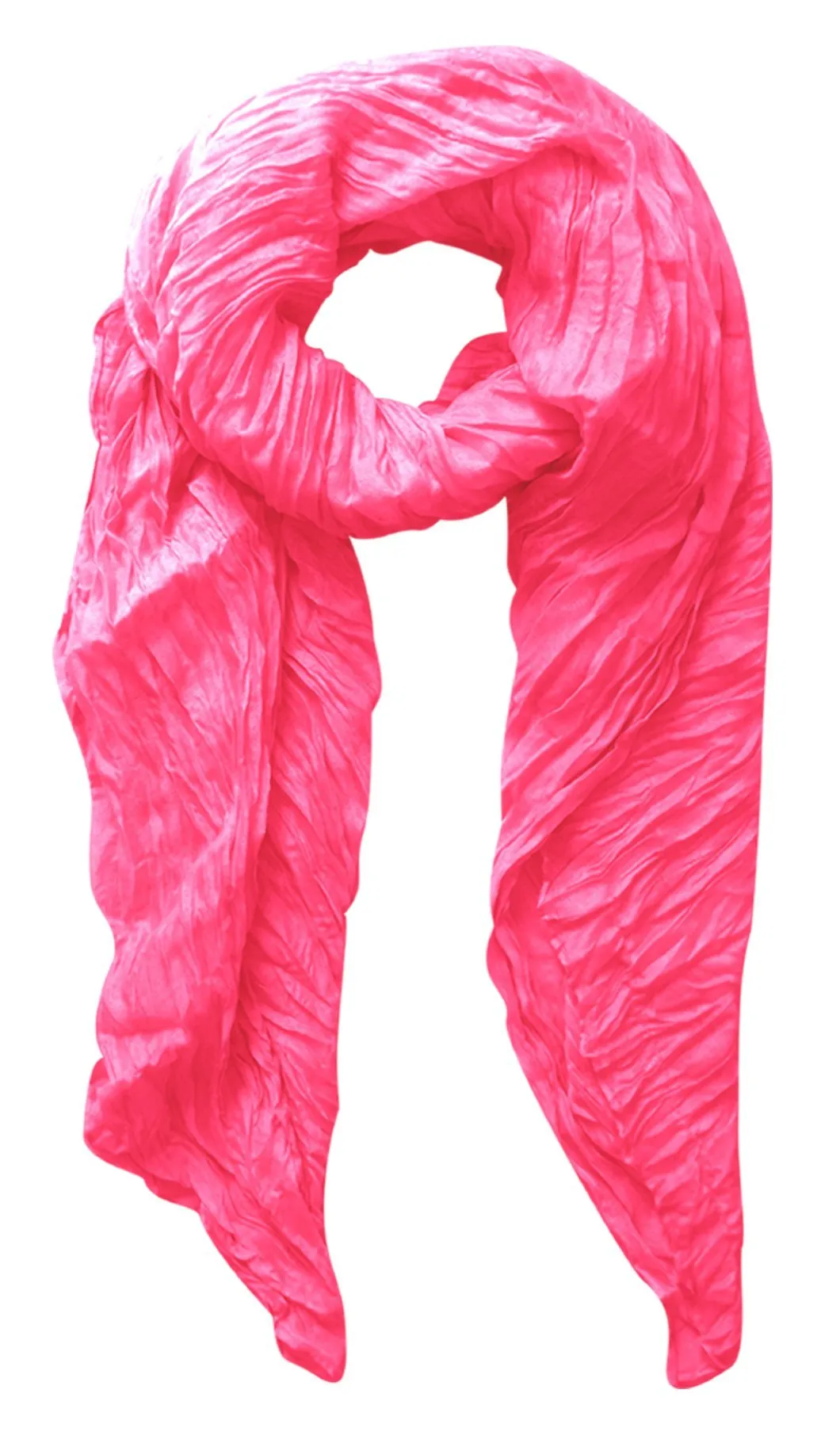 Fushia Peach Couture Solid Colorful Soft Crinkled Lightweight Versatile Wrap Scarf