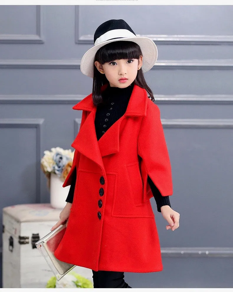 Girls Fashion Wool Blend Coat - ONLY 3 LEFT !!!