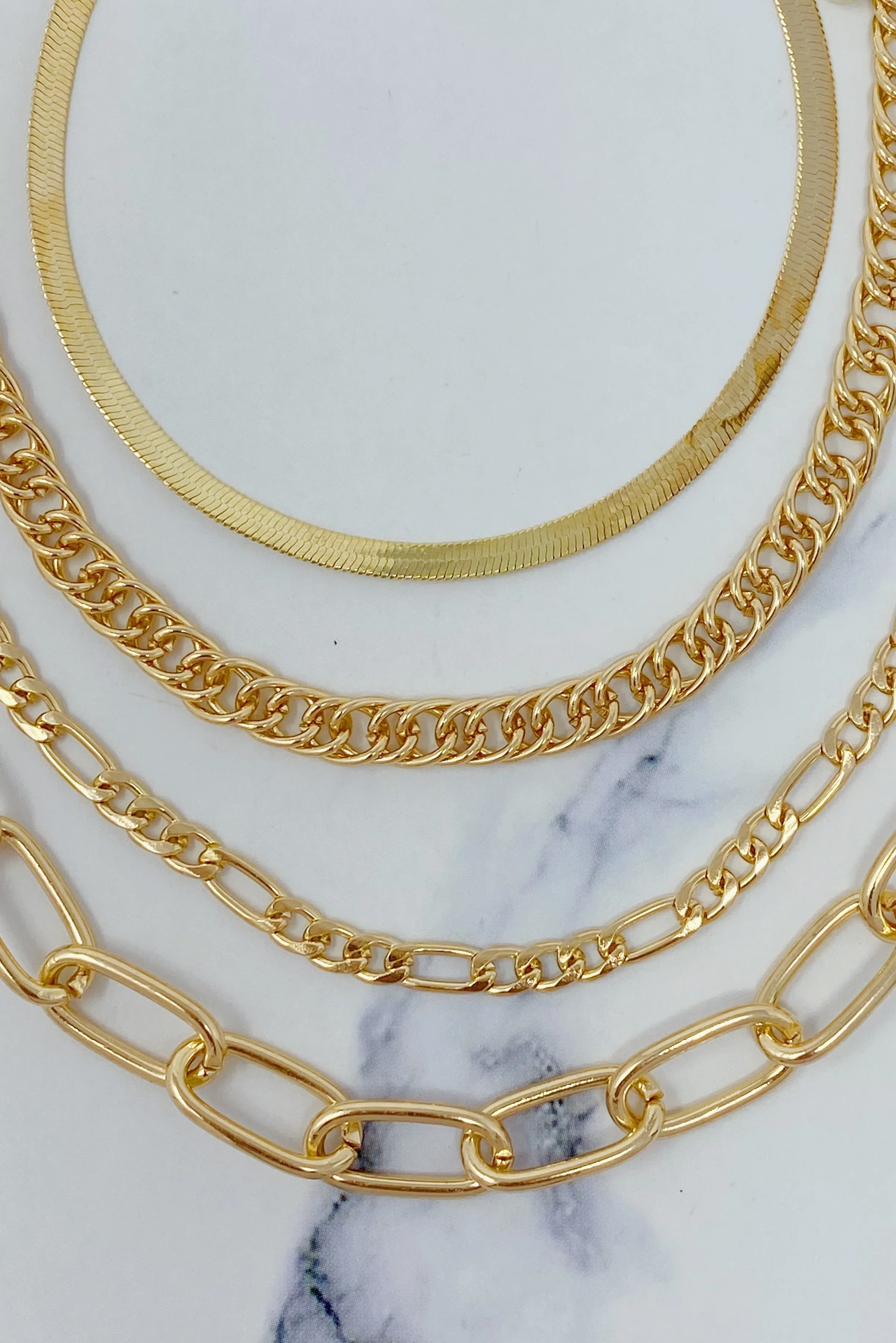 Gold Plated Alloy Metal Chain Anklet Set