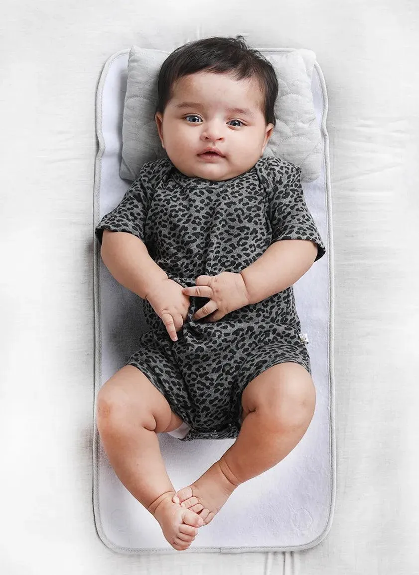 Half sleeve grey & black bodysuit for baby