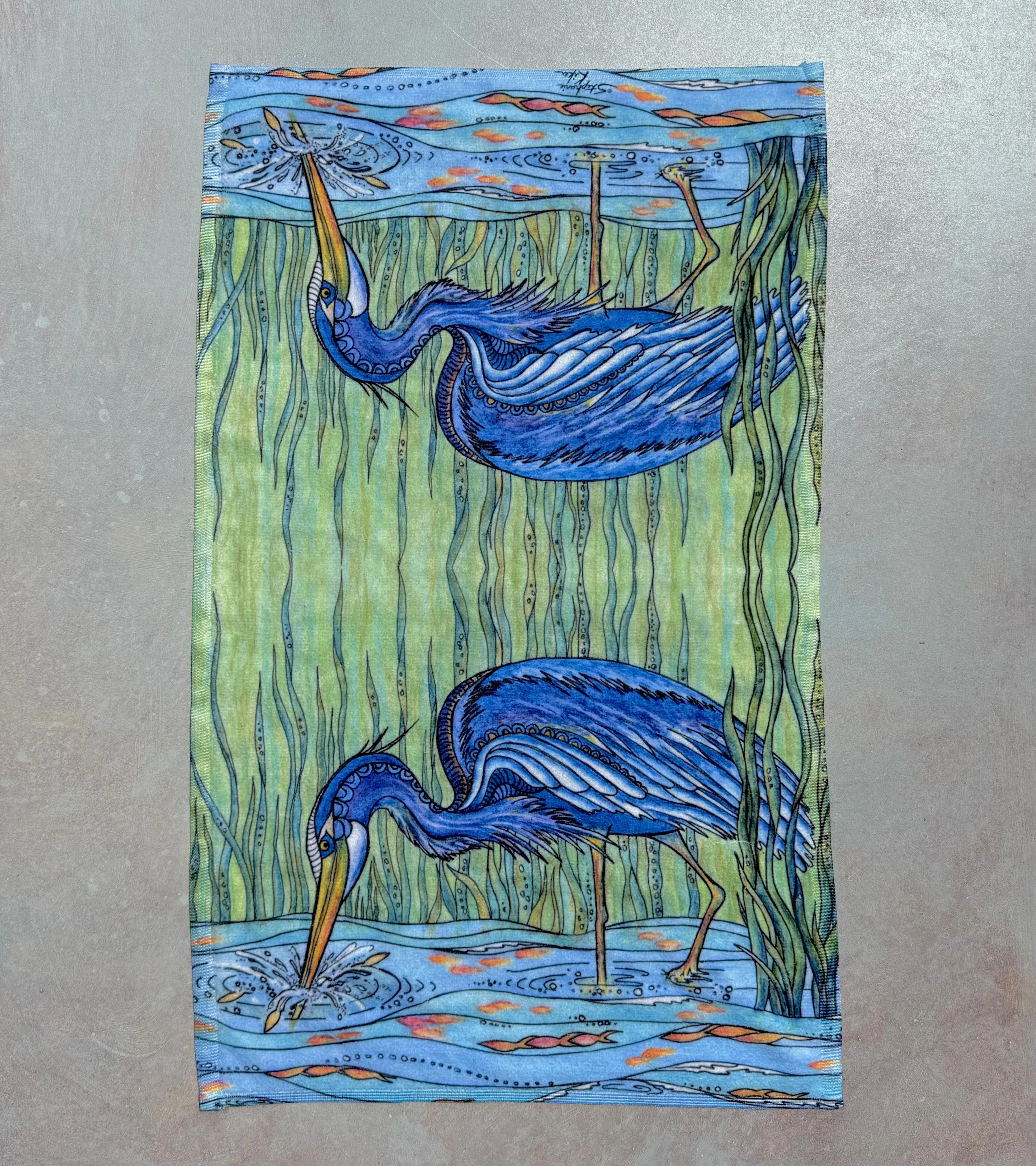 Heron in the Marsh Hand Towel