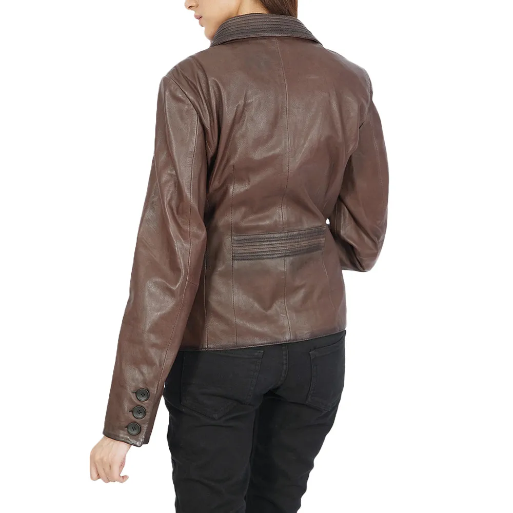 Josie Blazer Brown Leather Jacket