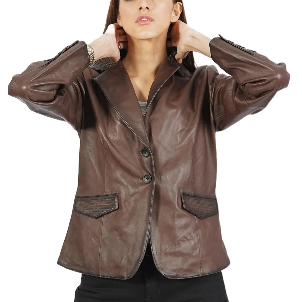 Josie Blazer Brown Leather Jacket