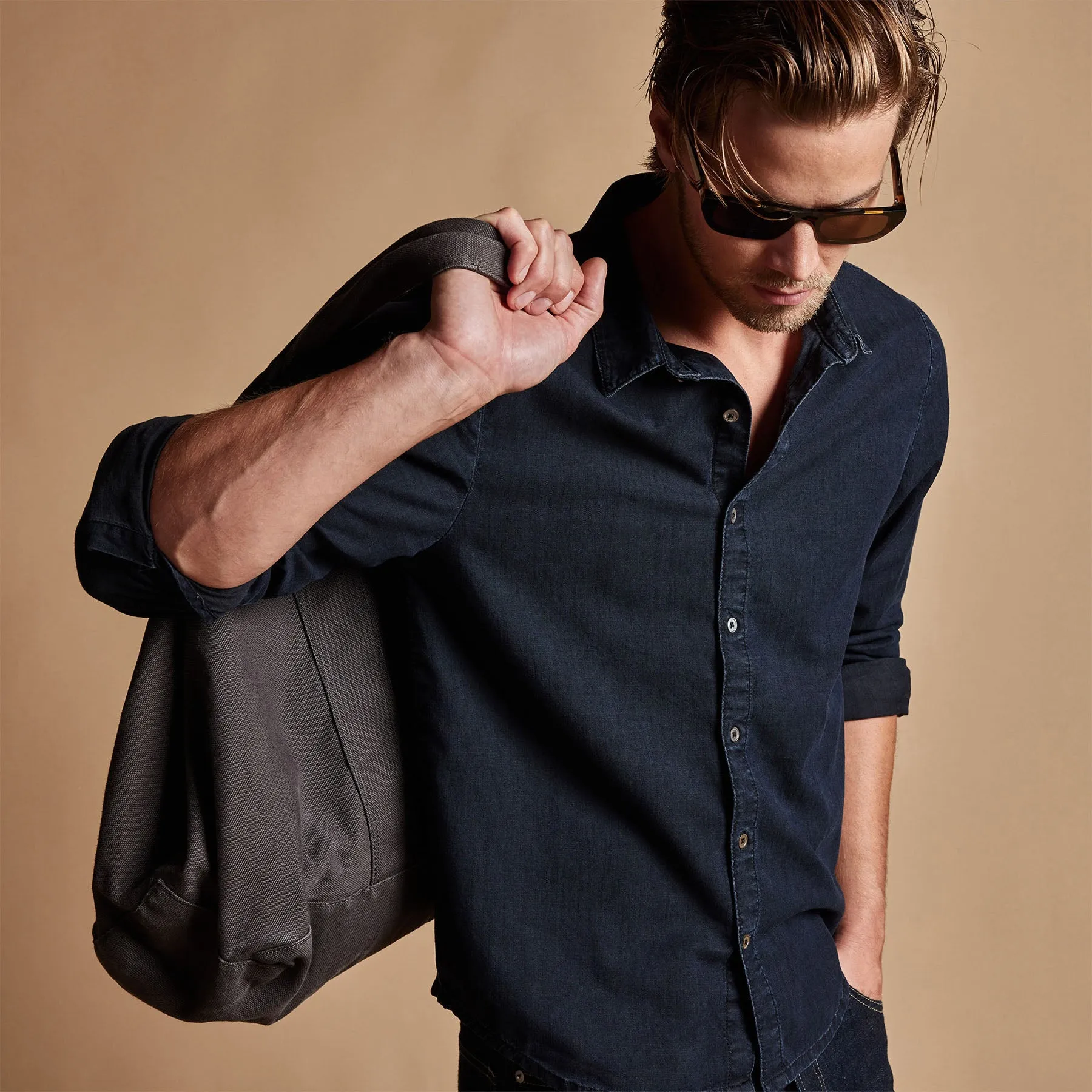 Lightweight Denim Shirt - Blue Black