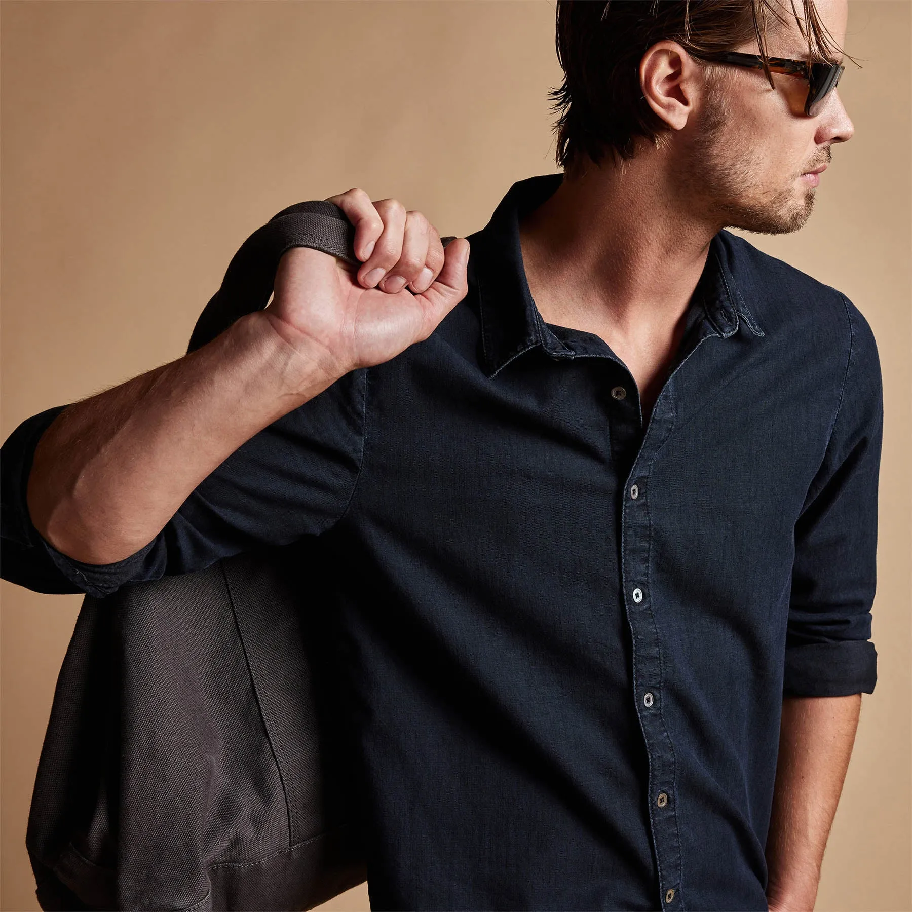 Lightweight Denim Shirt - Blue Black