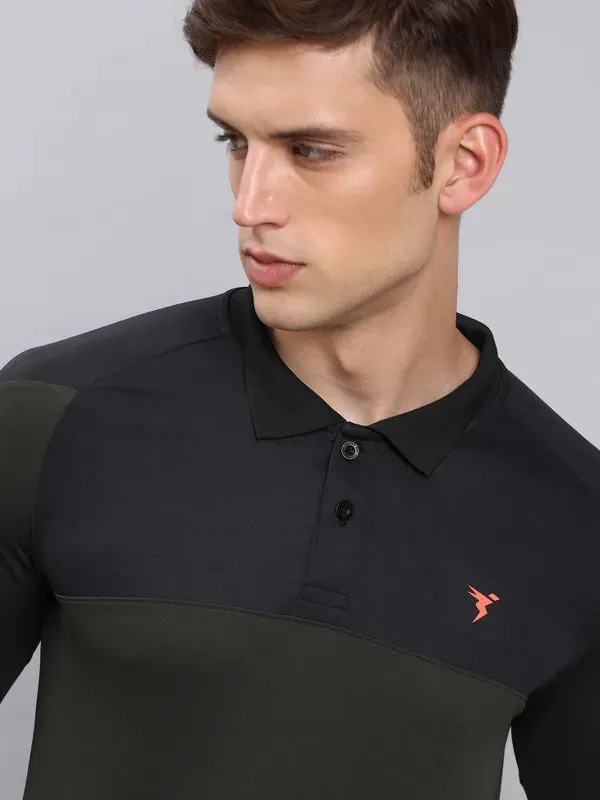 Men Colorblock Slim Fit Polo T-shirt with TECHNO COOL 