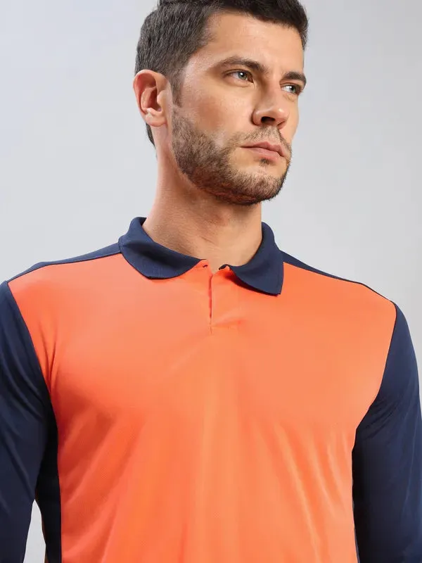 Men Colorblock Slim Fit Polo T-shirt with TECHNO COOL 