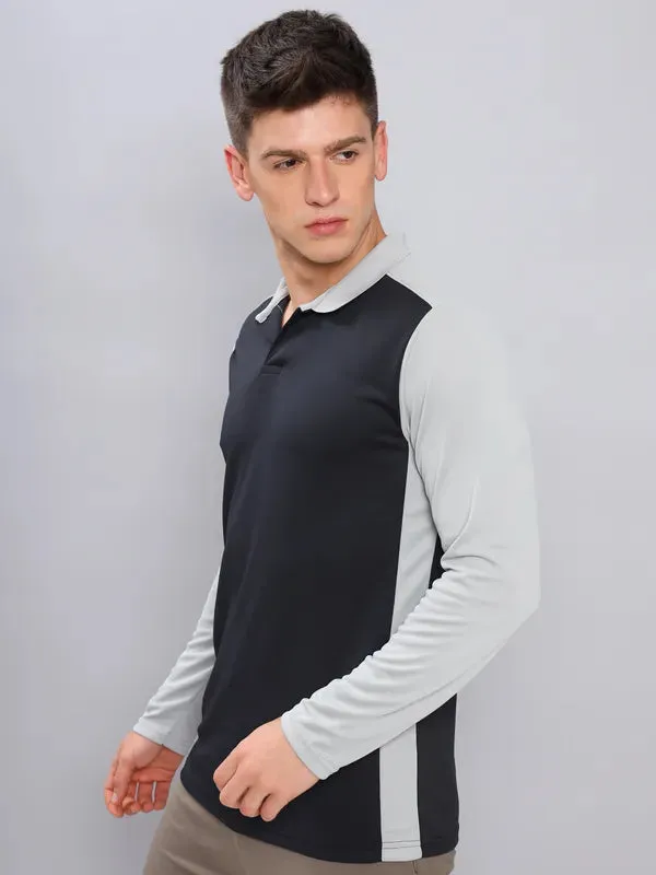 Men Colorblock Slim Fit Polo T-shirt with TECHNO COOL 