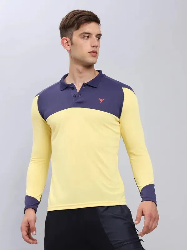 Men Colorblock Slim Fit Polo T-shirt with TECHNO COOL 