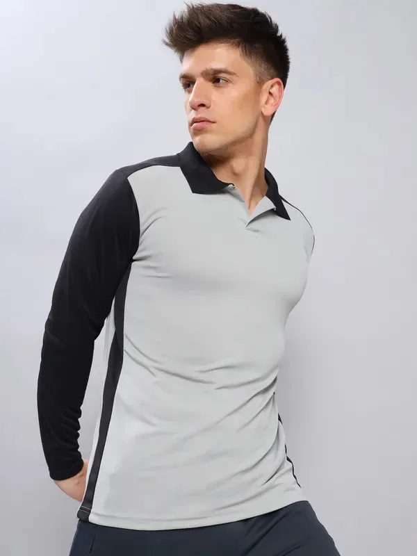 Men Colorblock Slim Fit Polo T-shirt with TECHNO COOL 