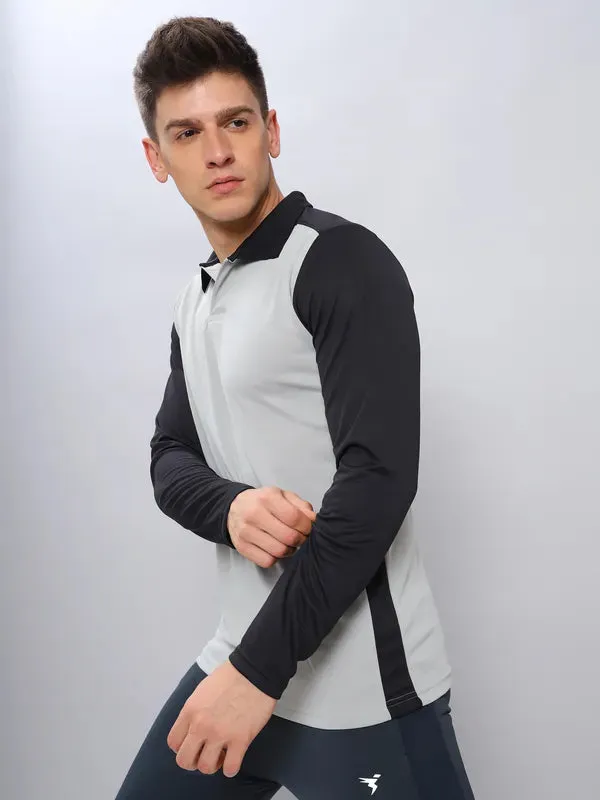 Men Colorblock Slim Fit Polo T-shirt with TECHNO COOL 