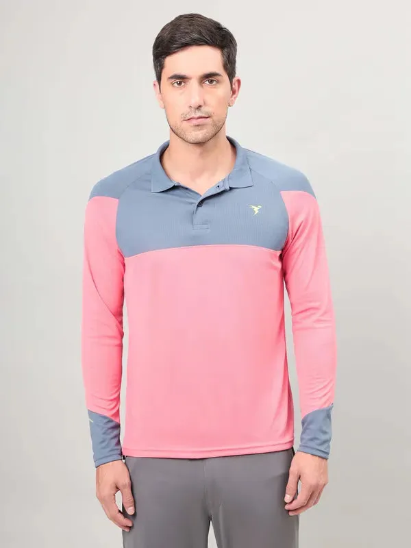 Men Colorblock Slim Fit Polo T-shirt with TECHNO COOL 