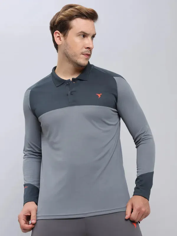 Men Colorblock Slim Fit Polo T-shirt with TECHNO COOL 