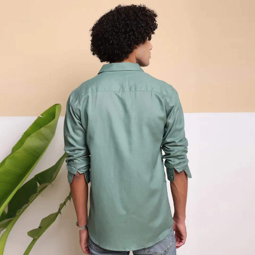 Men's Pure Linen Casual Shirt - Green