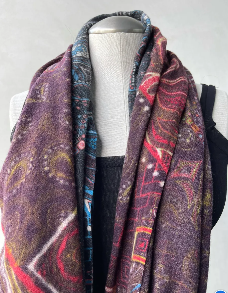 Merino  Geometric print Scarf