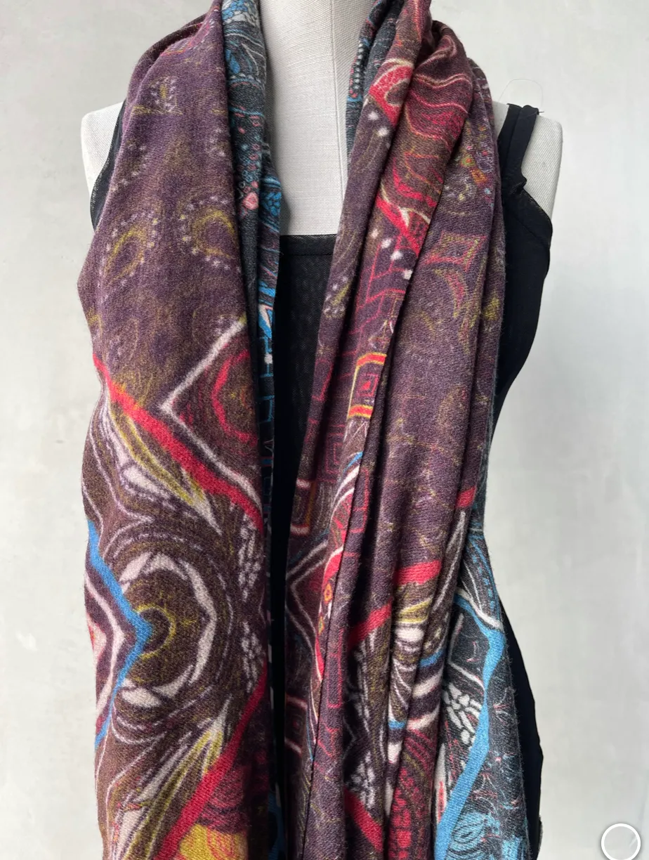 Merino  Geometric print Scarf